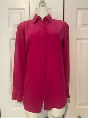 Nine West Fuchsia Button-Down Blouse